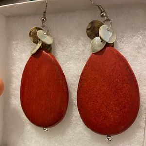 Red Wooden Earring